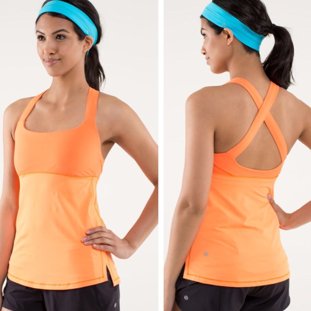Lululemon Track & Train Orange Tank Top Sz 2